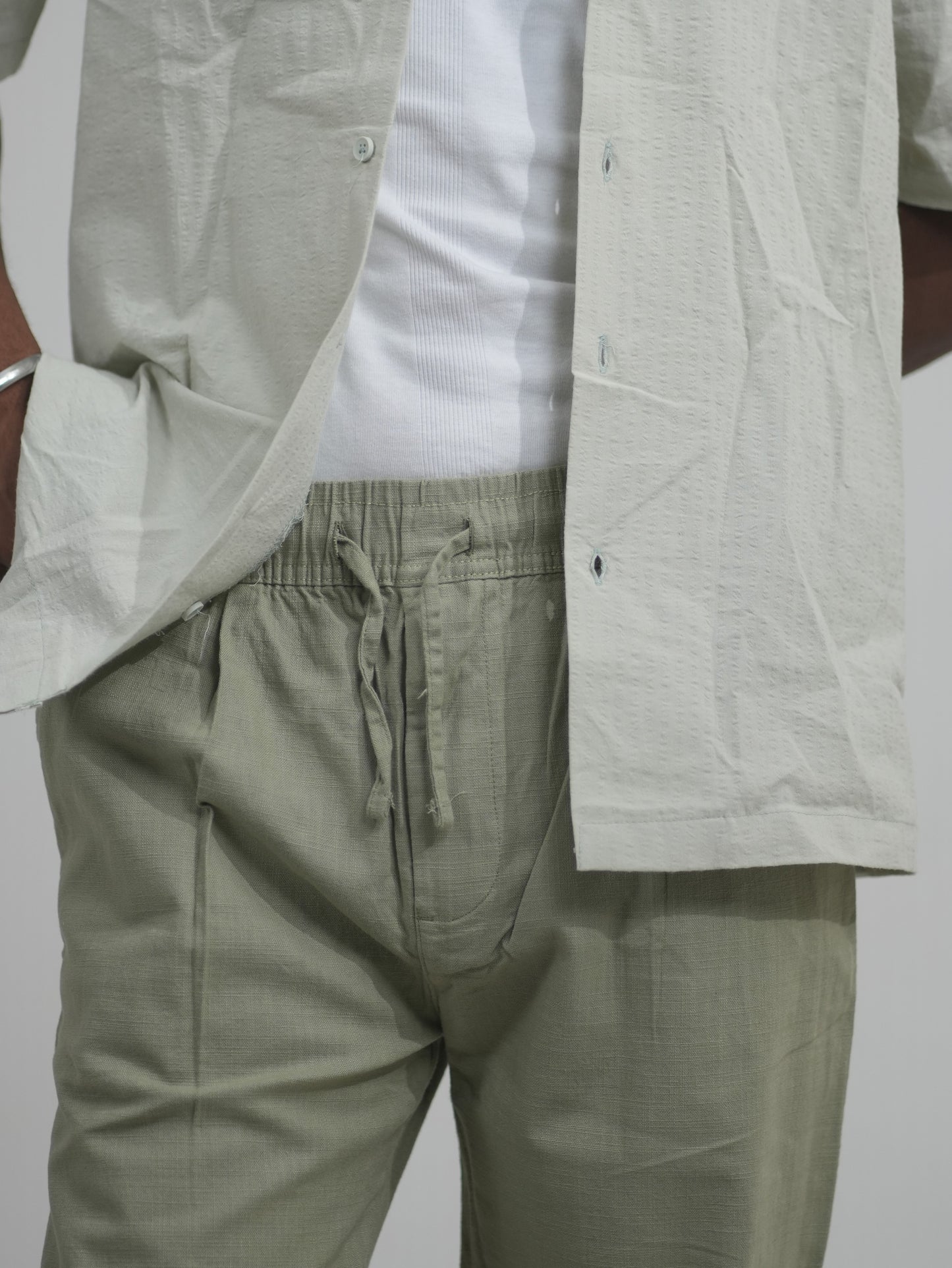 Men's Premium Linen Trousers in Light Olive Shade