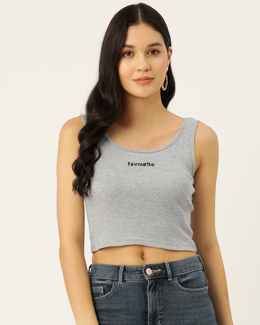 Womens Grey Favourite Cotton Tank Top Front View