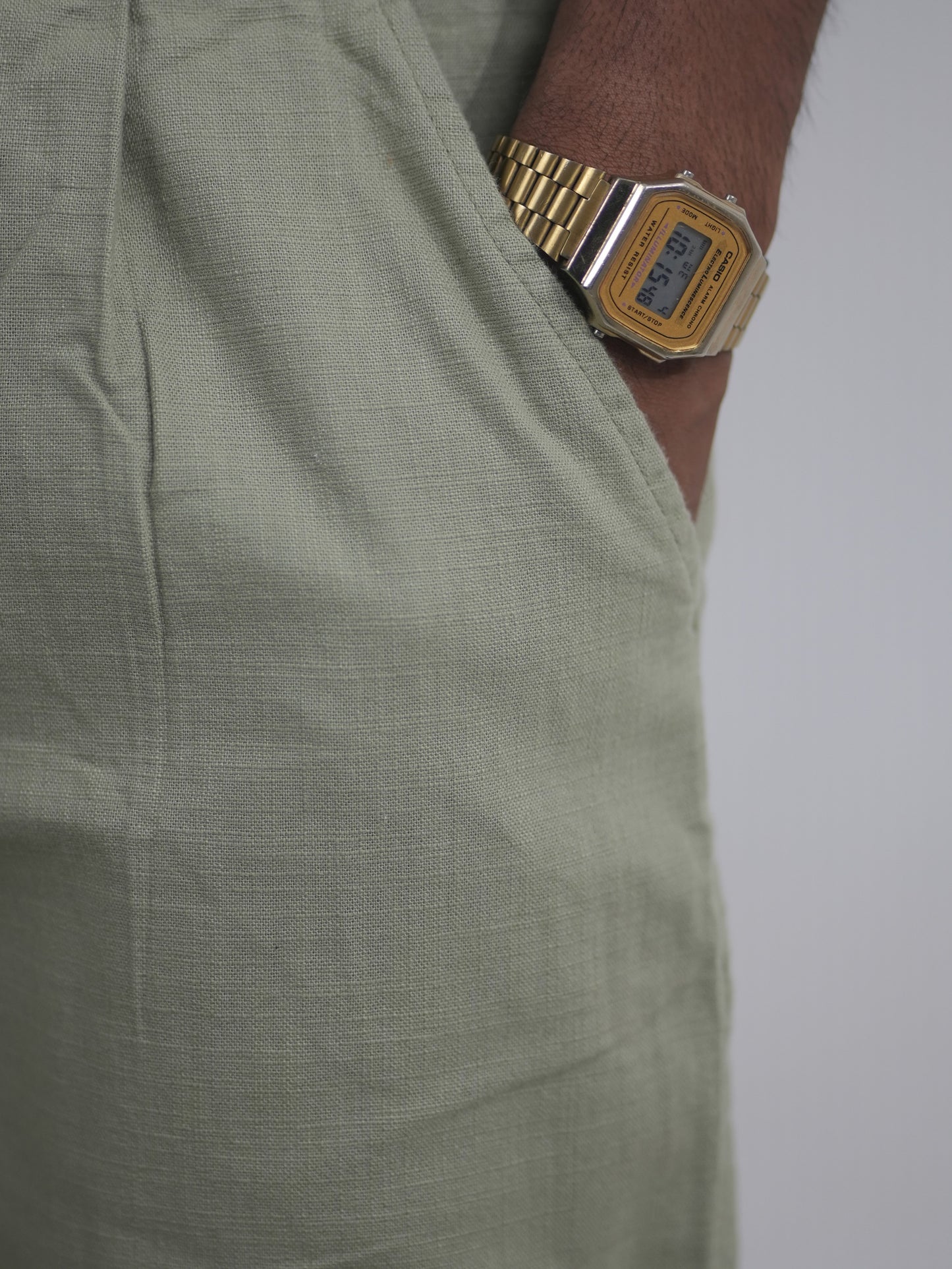 Men's Premium Linen Trousers in Light Olive Shade