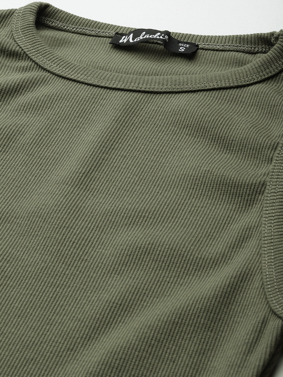 Womens Olive Cotton Tank Top Fabric View