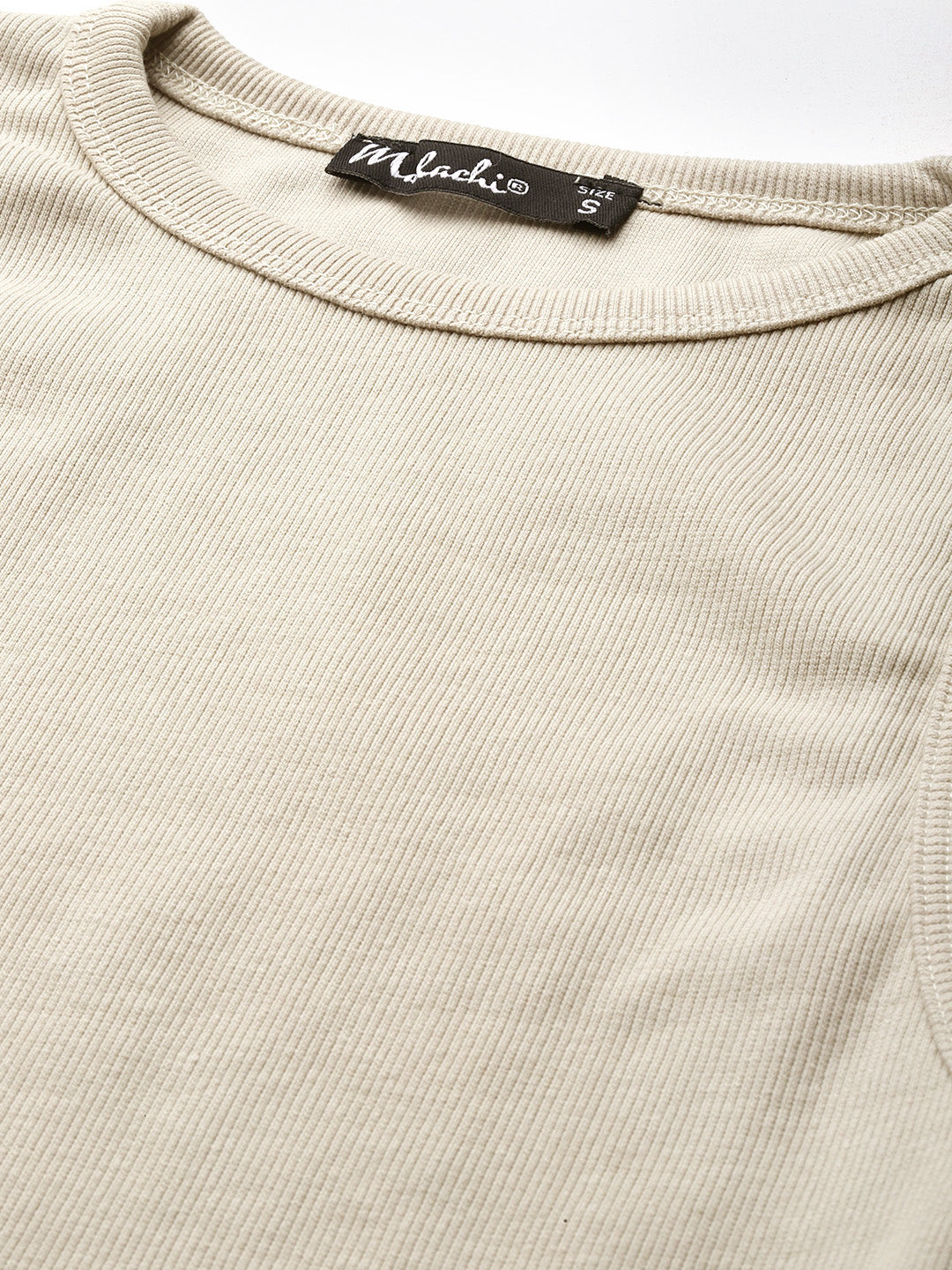 Womens Beige Cotton Tank Top Fabric View