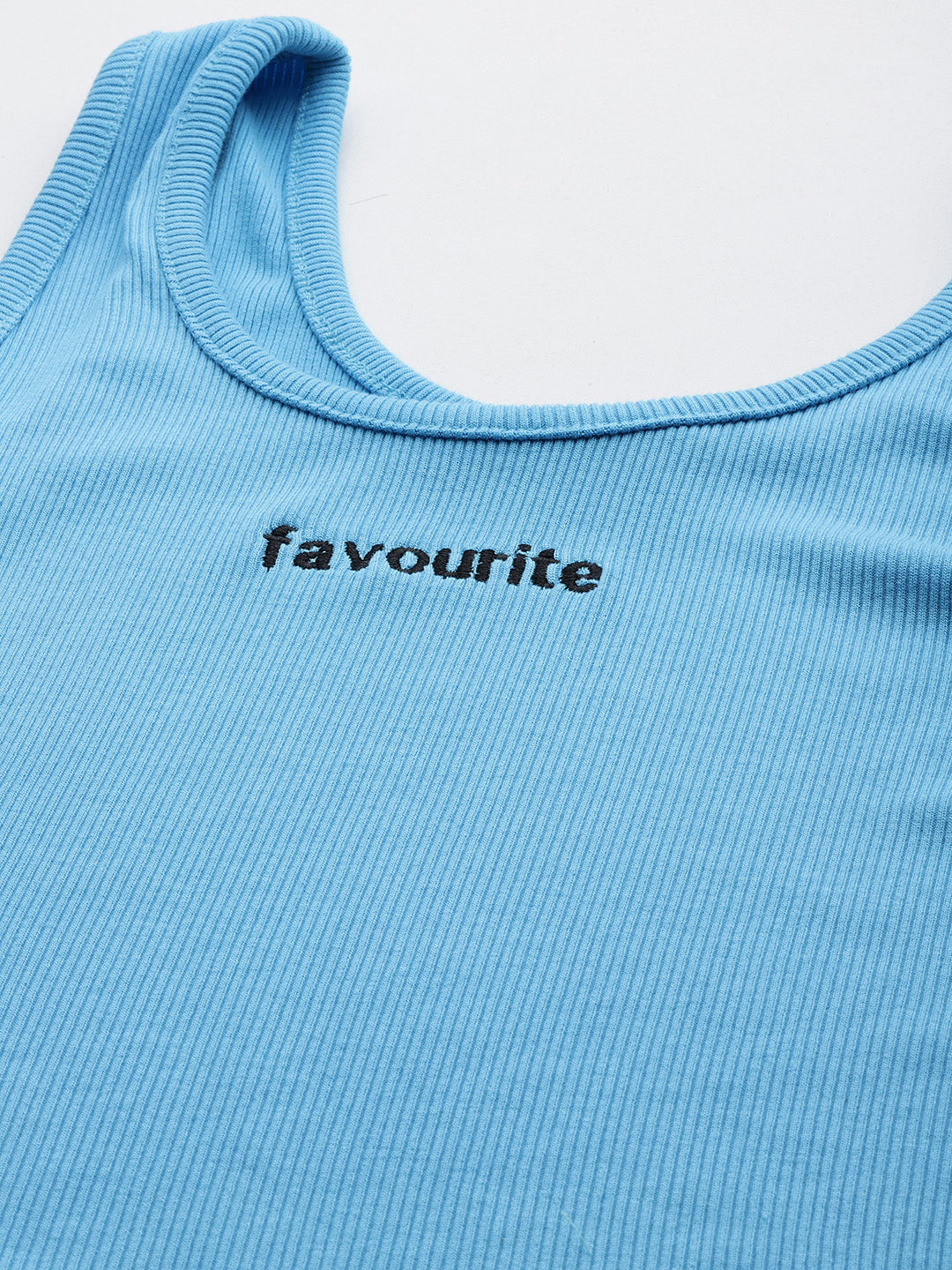 Womens Sky blue Favourite Cotton Tank Top Fabric View