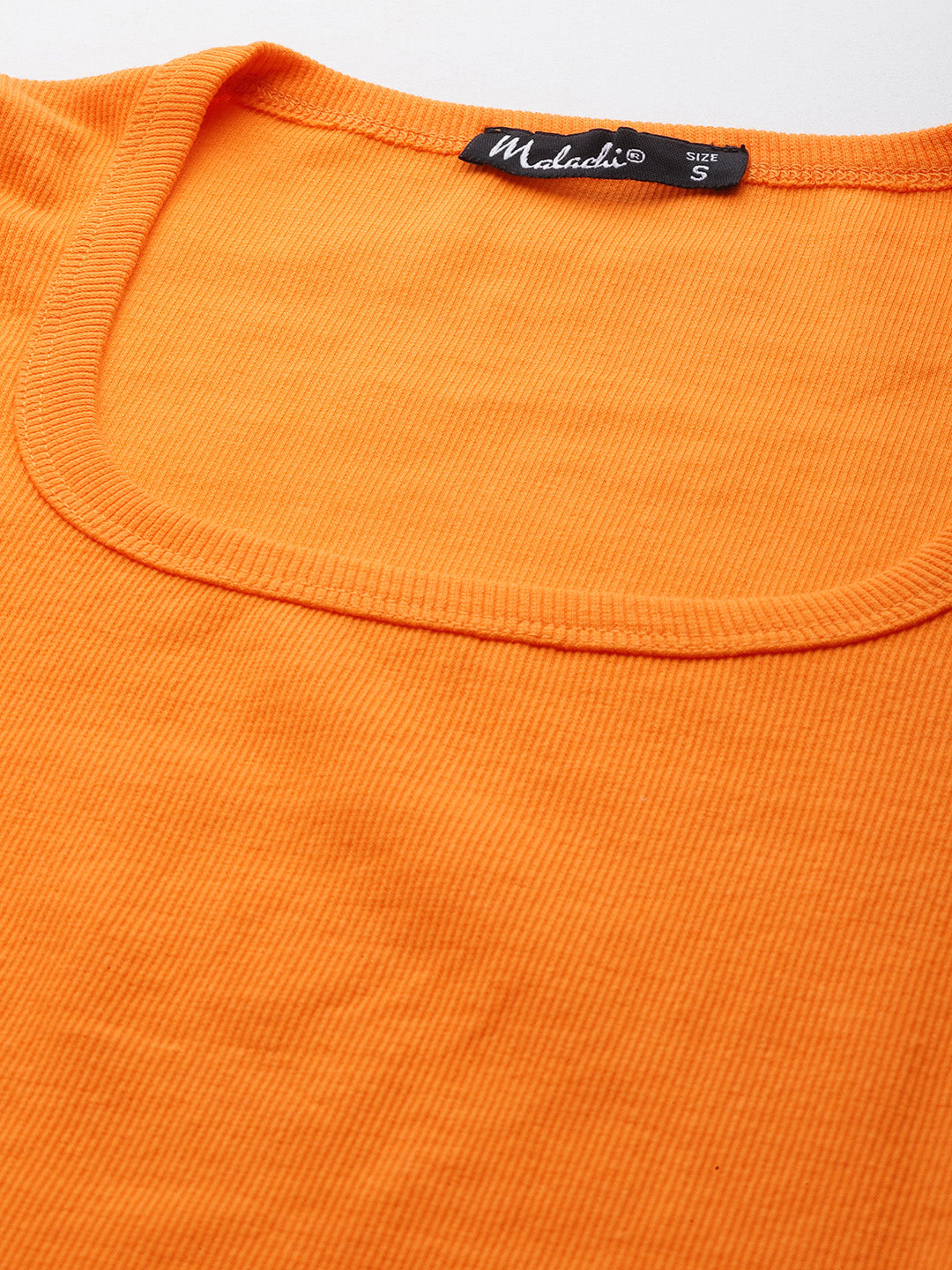 Womens Orange Square Neck Tank Top Fabric View