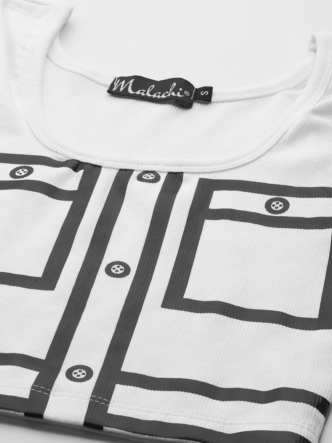 Womens White Printed Tank Tops Fabric View