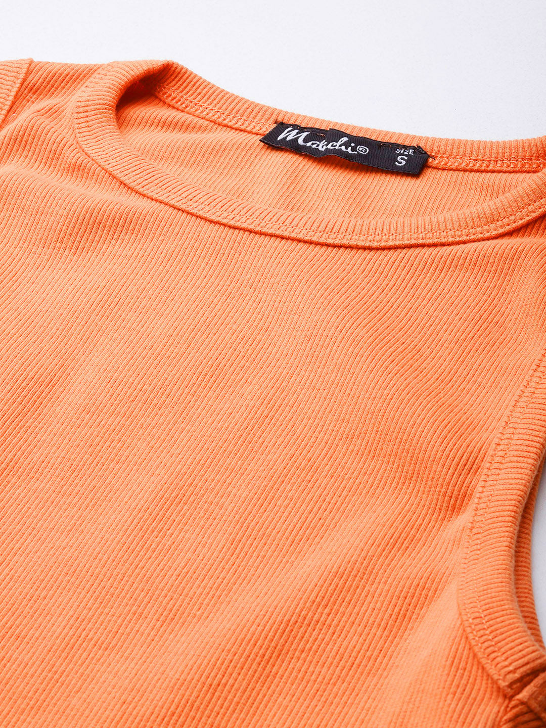 Womens Orange Cotton Tank Top Fabric View