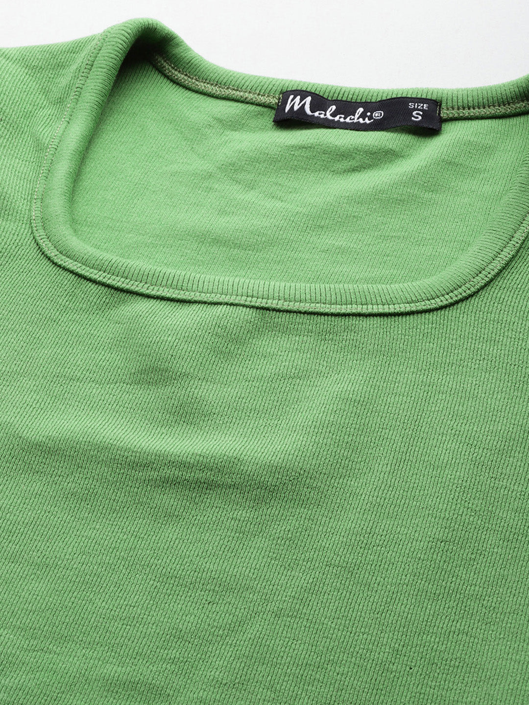 Womens Army Green Square Neck Tank Top Fabric View