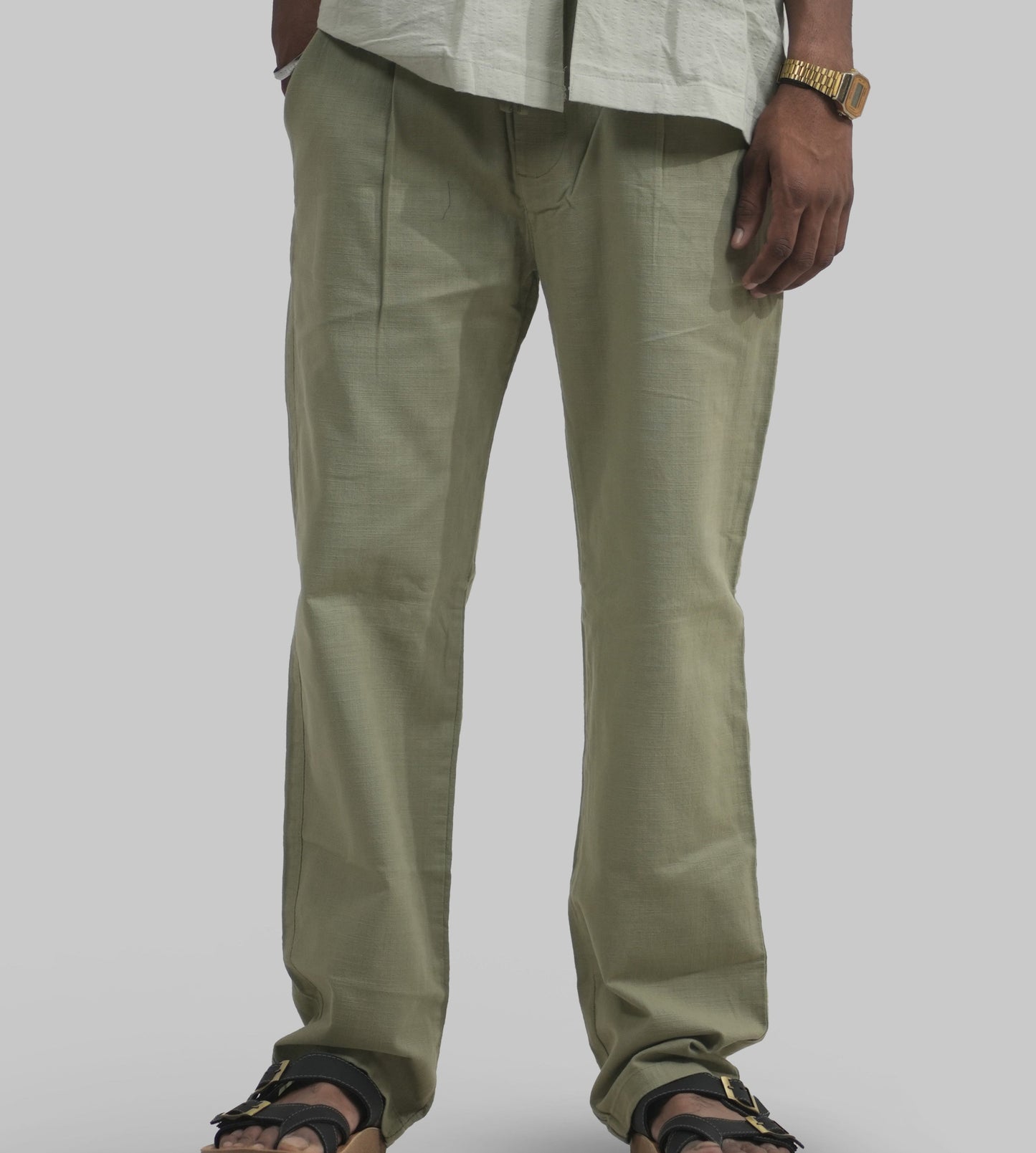 Men's Premium Linen Trousers in Light Olive Shade