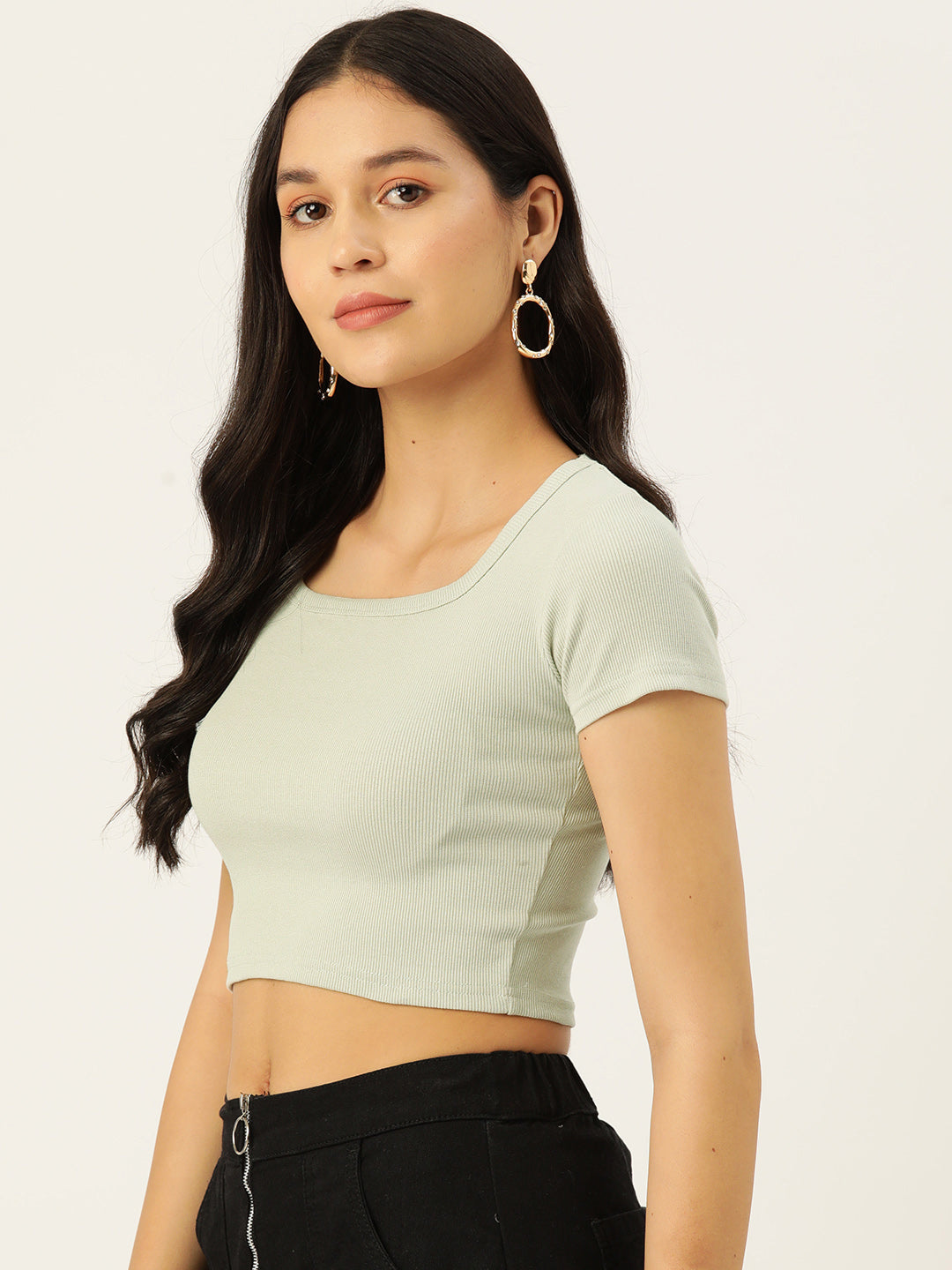 Womens Beige Square Neck Tank Top SIde View