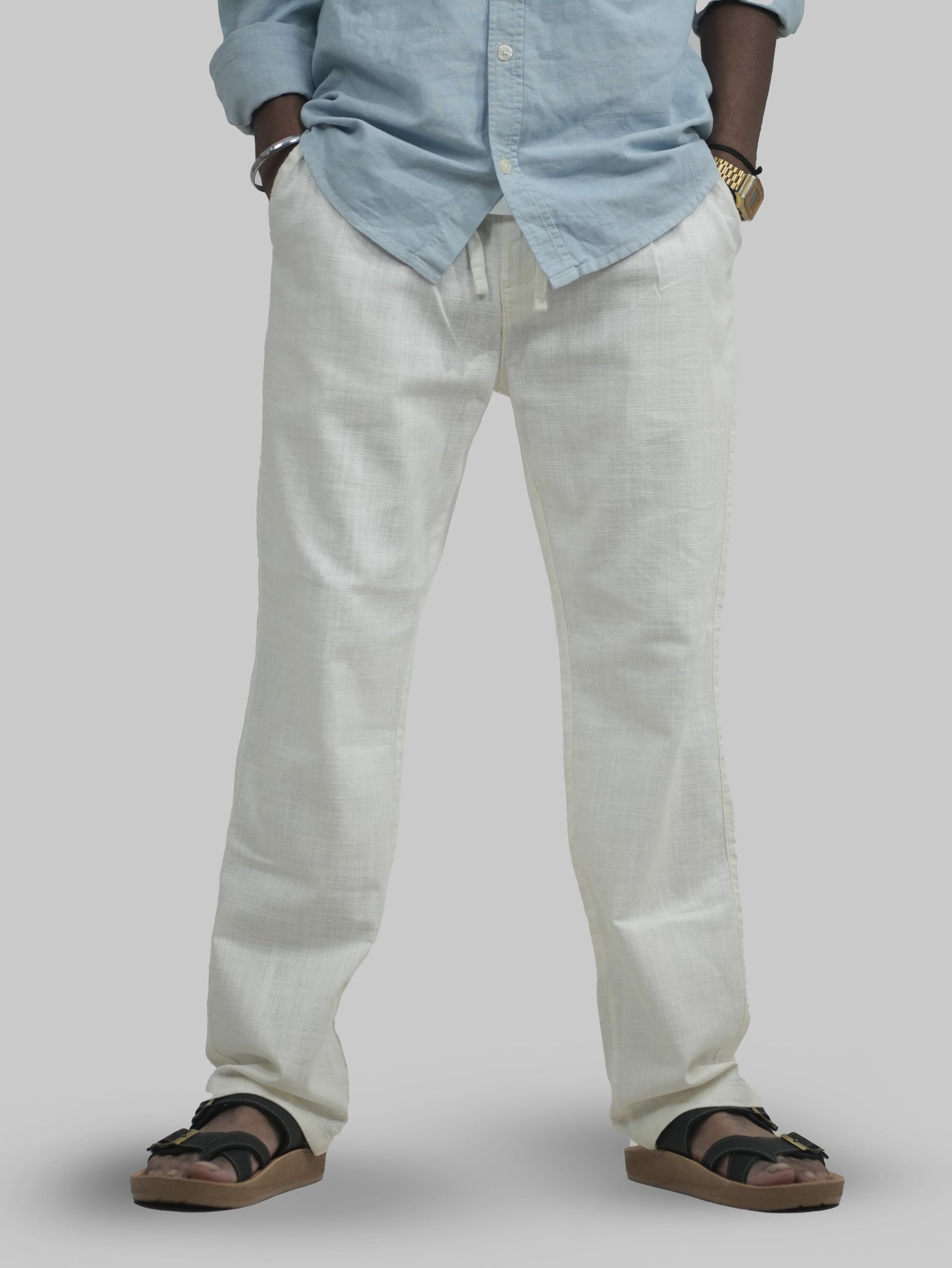Men's Off-White Linen Trouser