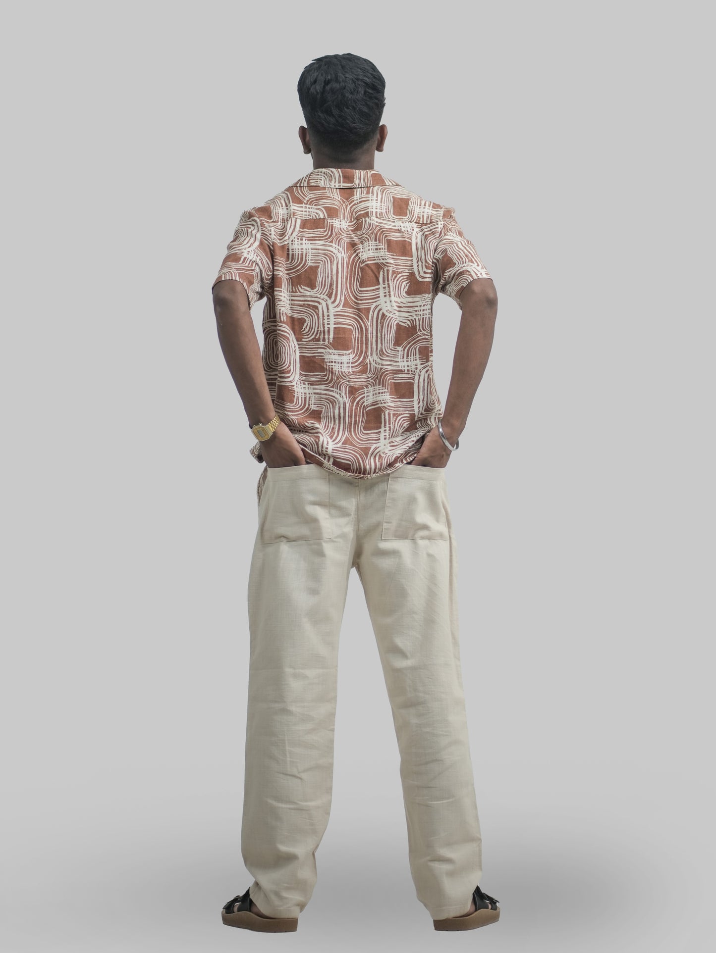 Men's Beige Linen Trousers