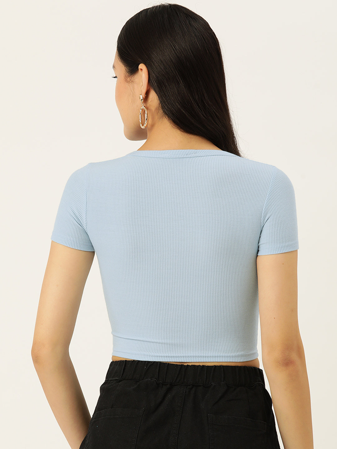 Womens Sky Blue Square Neck Tank Top Back View