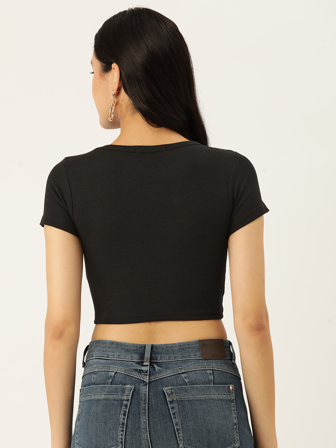 Womens Black Square Neck Tank Top Back View