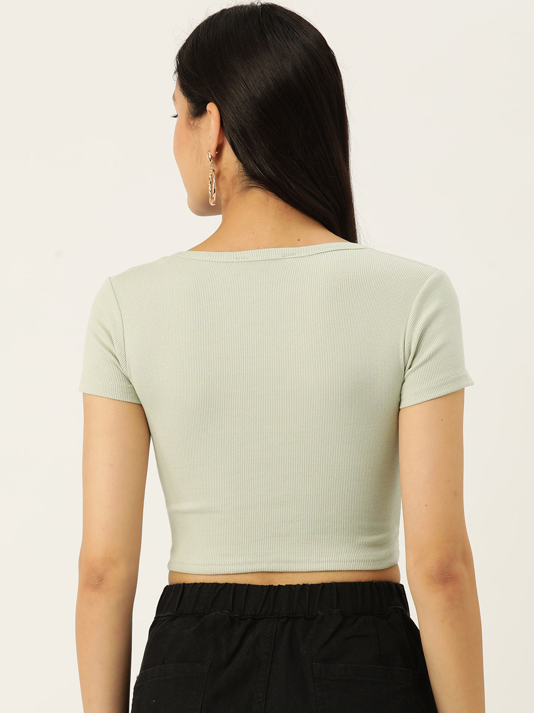 Womens Beige Square Neck Tank Top Back View