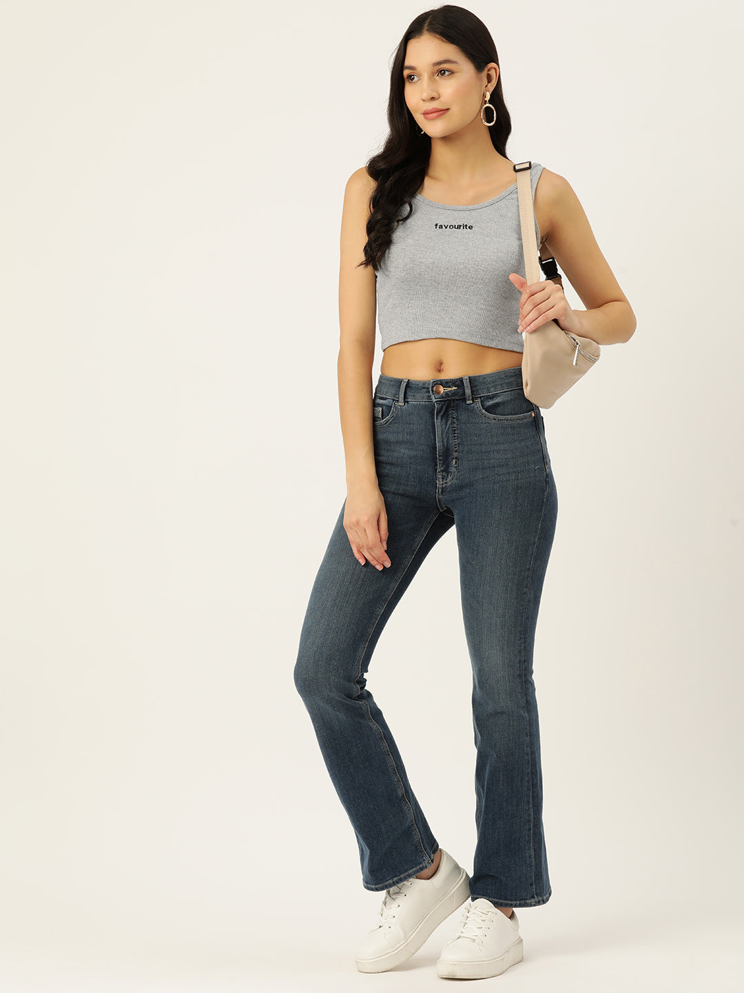 Womens Grey Favourite Cotton Tank Top Front View