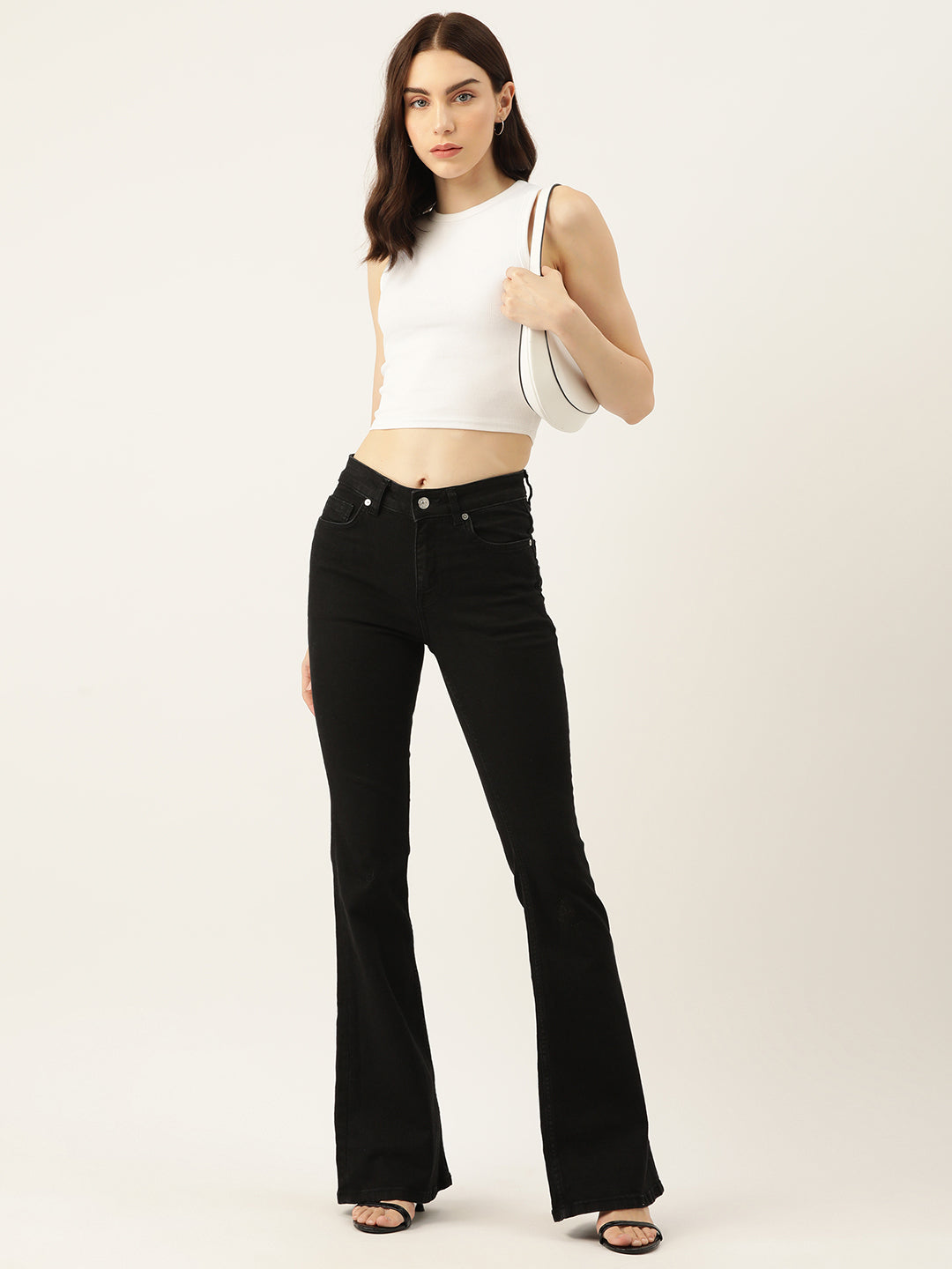 Womens White Cotton Tank Top Front View