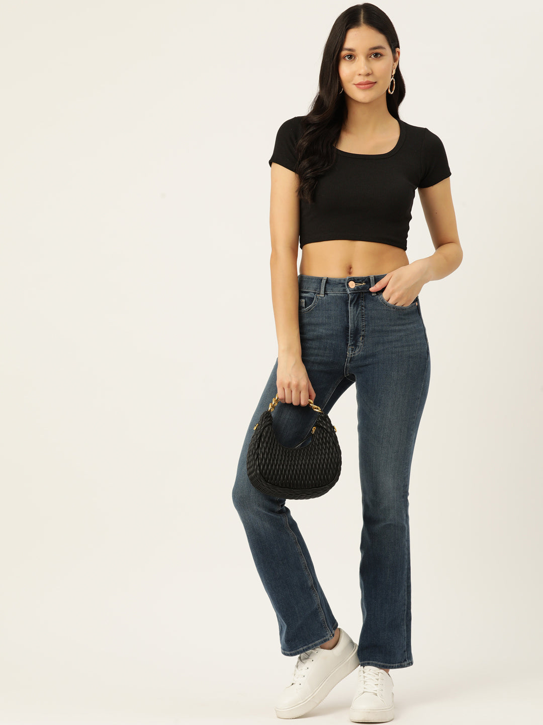 Womens Black Square Neck Tank Top Front View