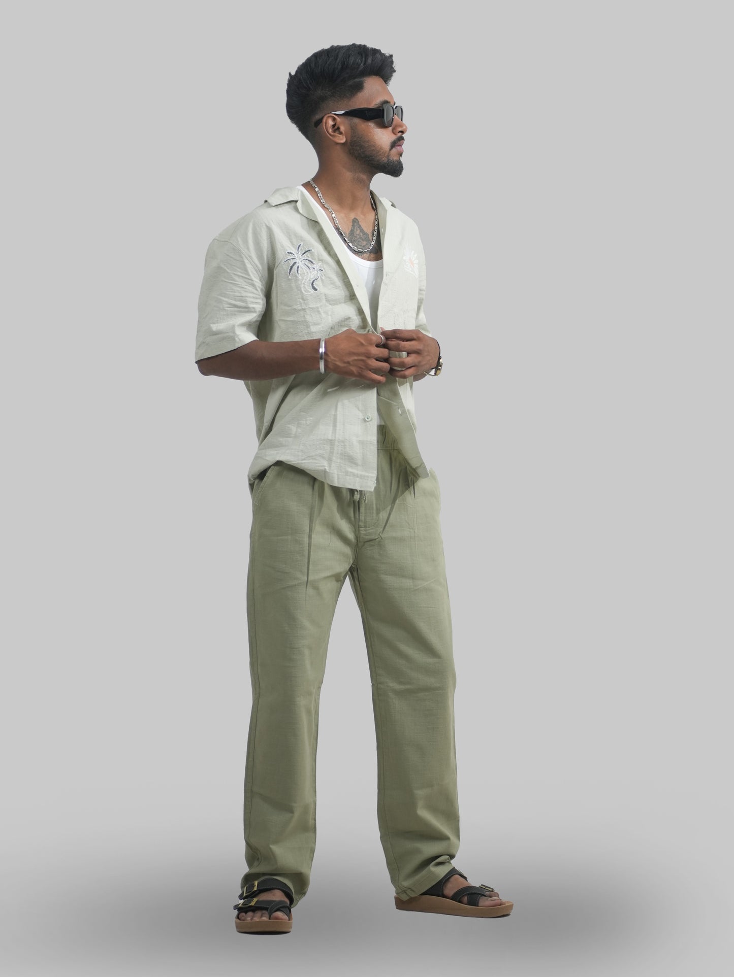 Men's Premium Linen Trousers in Light Olive Shade