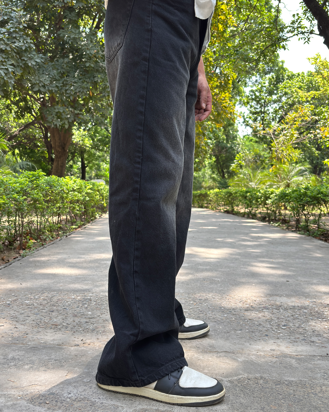 Men Wide Leg Baggy Jeans - Vintage Black Wash