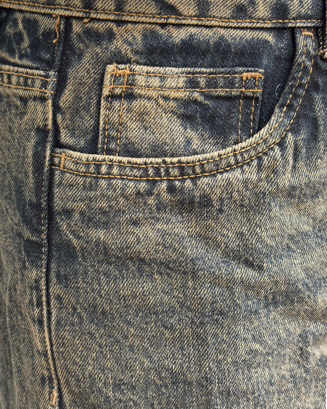 Men Wide Leg Baggy Jeans - Vintage Sand-Washed Indigo