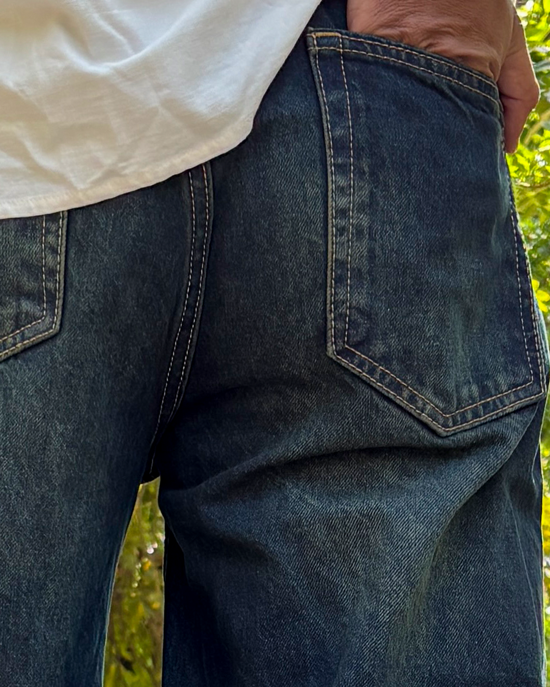 Men Wide Leg Baggy Jeans - Vintage Dark Wash