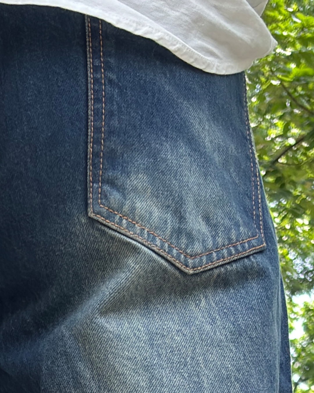 Men Wide Leg Baggy Jeans - Vintage Faded blue Wash