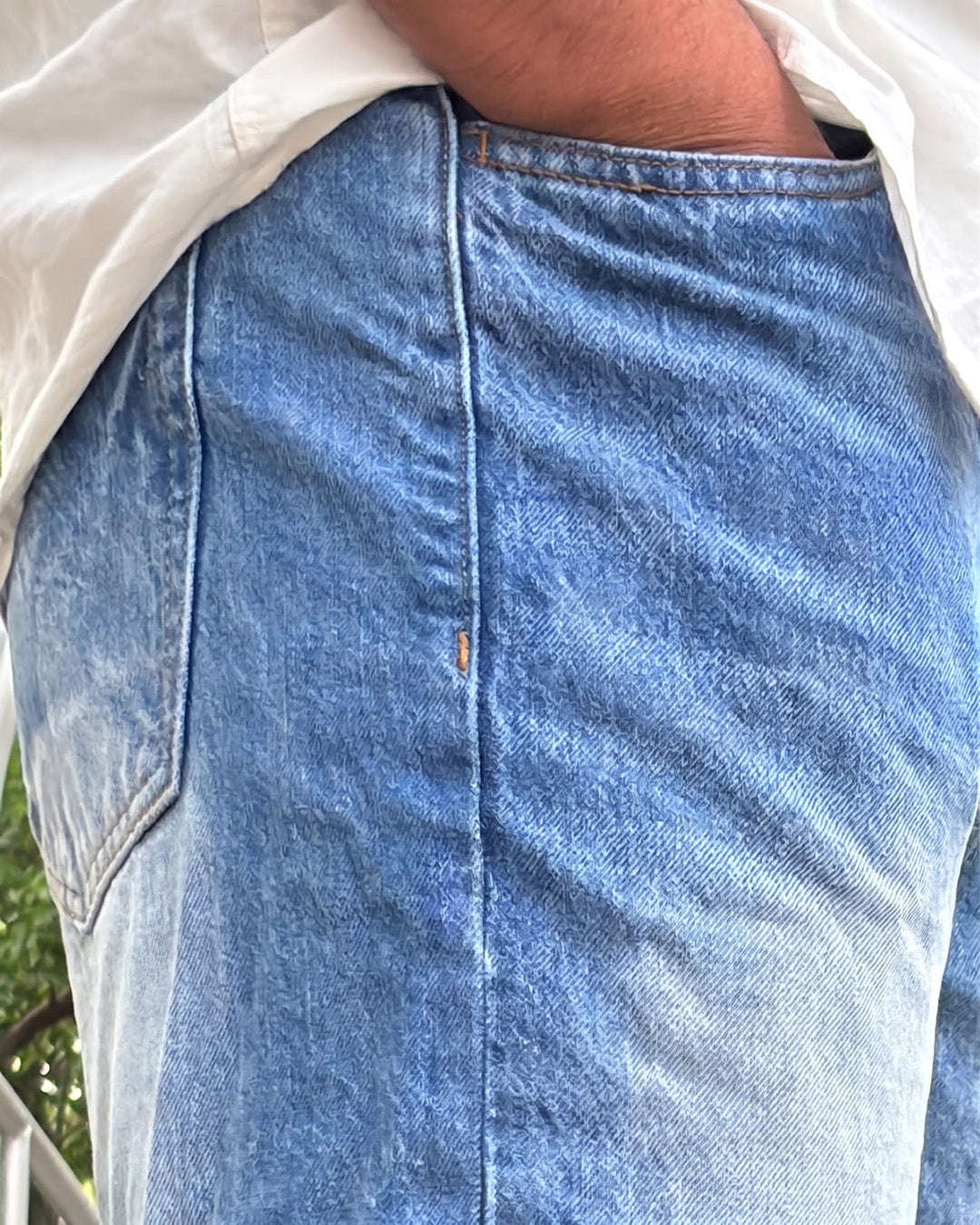 Men Wide Leg Baggy Jeans - Vintage  Acid Wash Light Blue