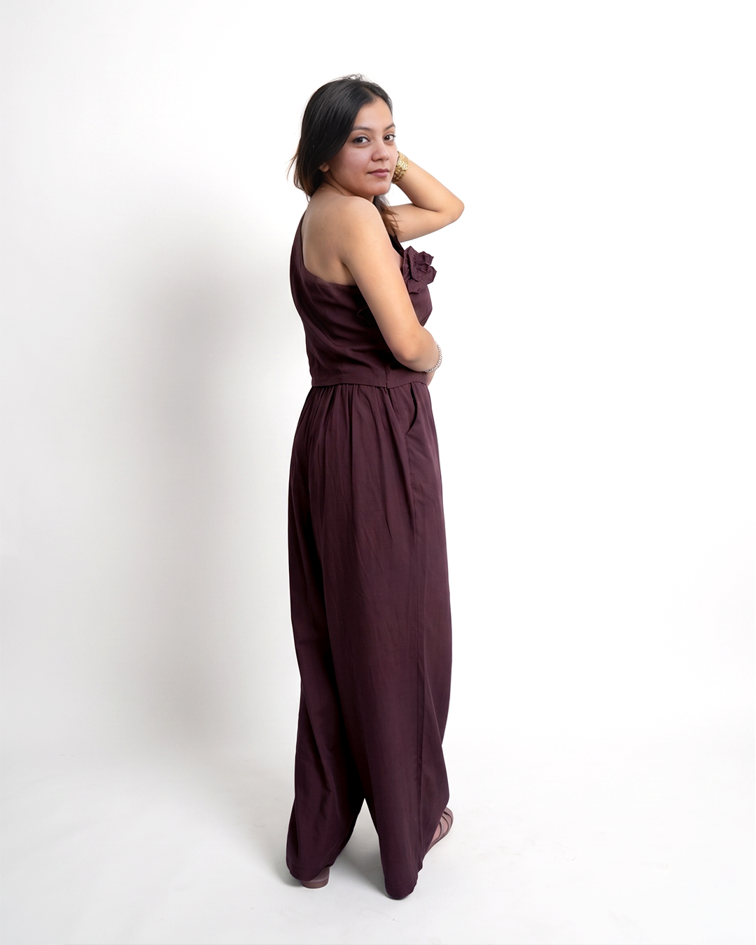 Women’s Korean Style One Shoulder Co-ord Set for Women - Free Size