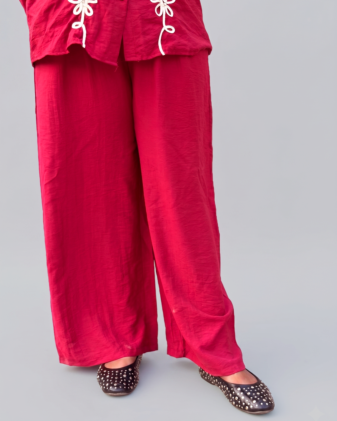 Women Pink Cotton Full Sleeves Embroidered Coordset