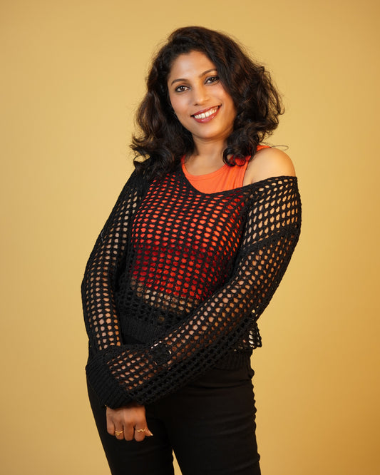 Womens See Through Cotton Crochet top