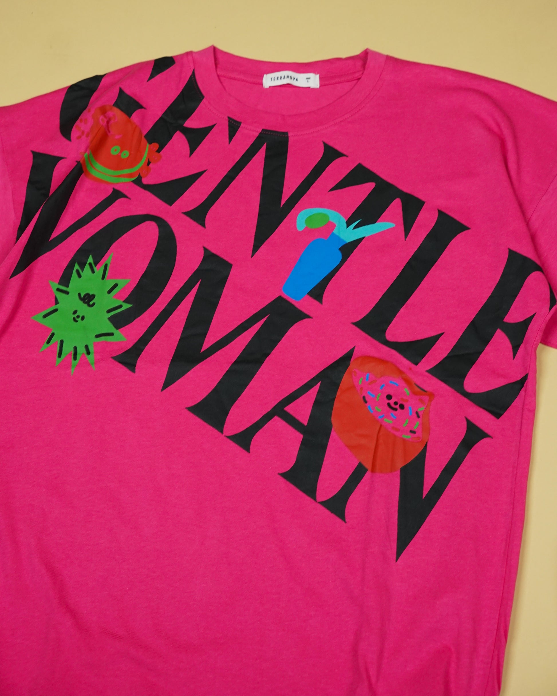 Womens DarkPink Oversized T-Shirt Closup View