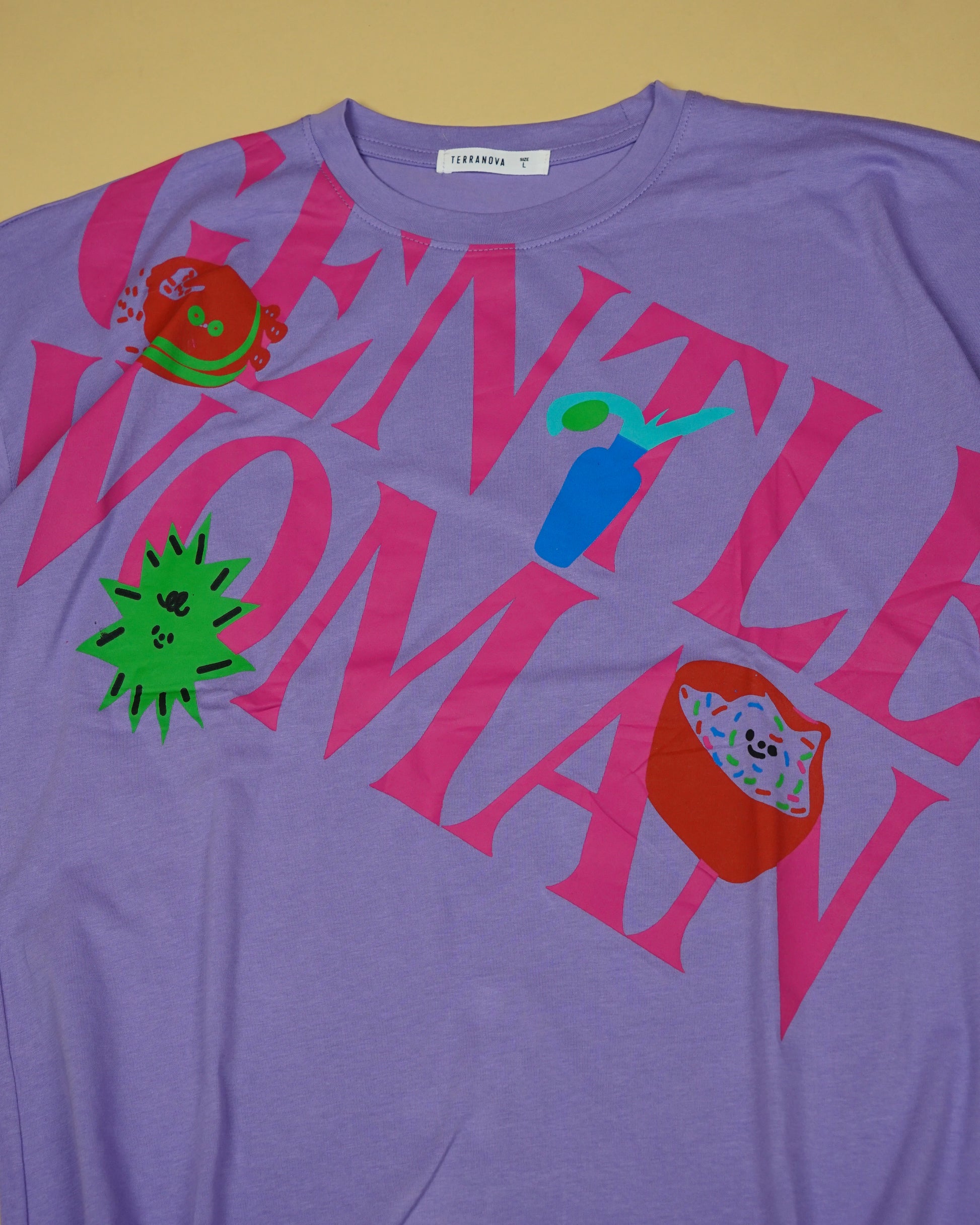 Womens Purple Oversized T-Shirt Print View