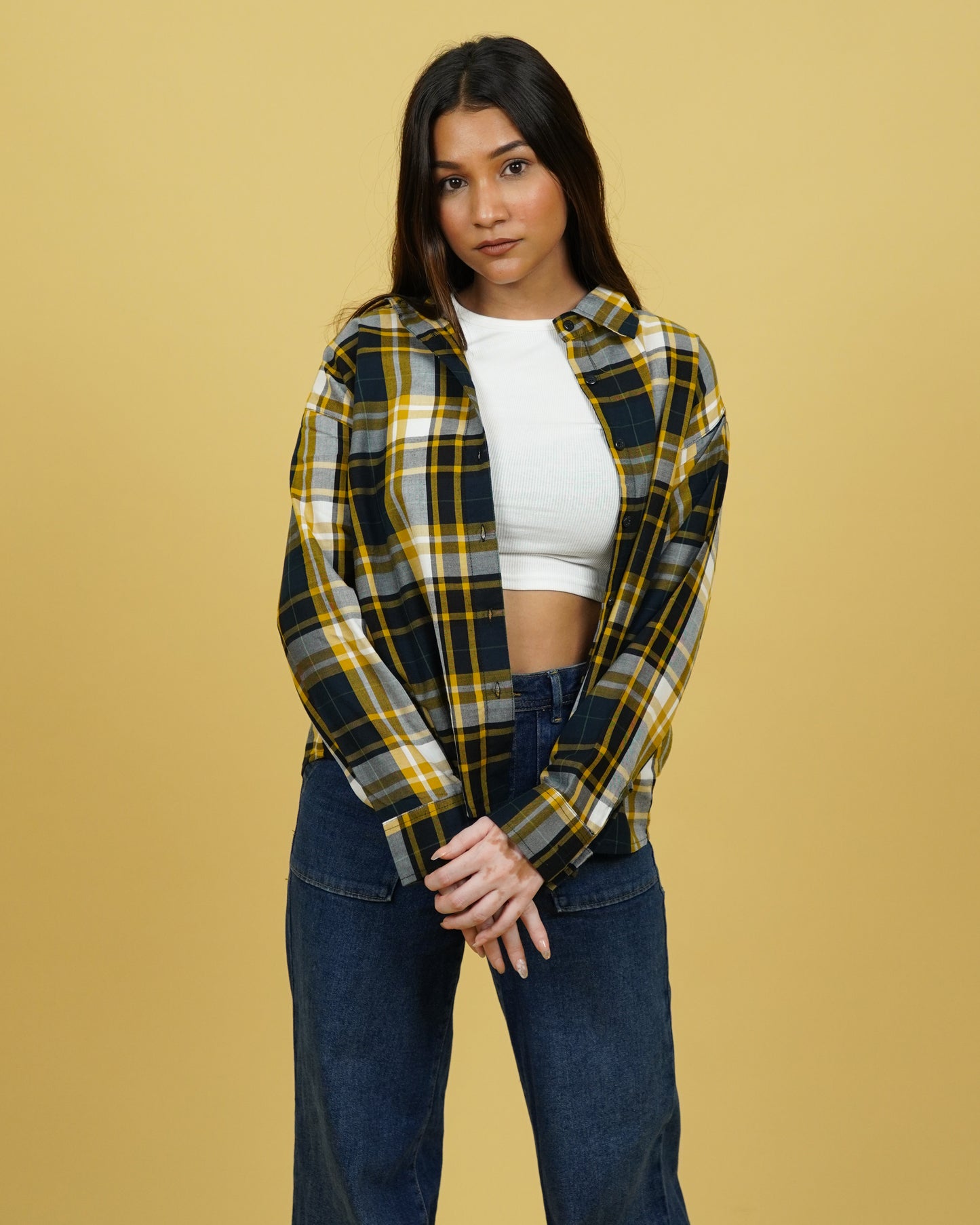 Womens Checked Shirt and Tank Top combo