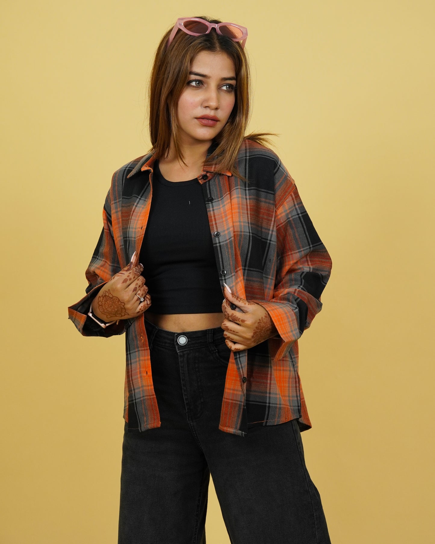 Womens Checked Shirt and Tank Top combo