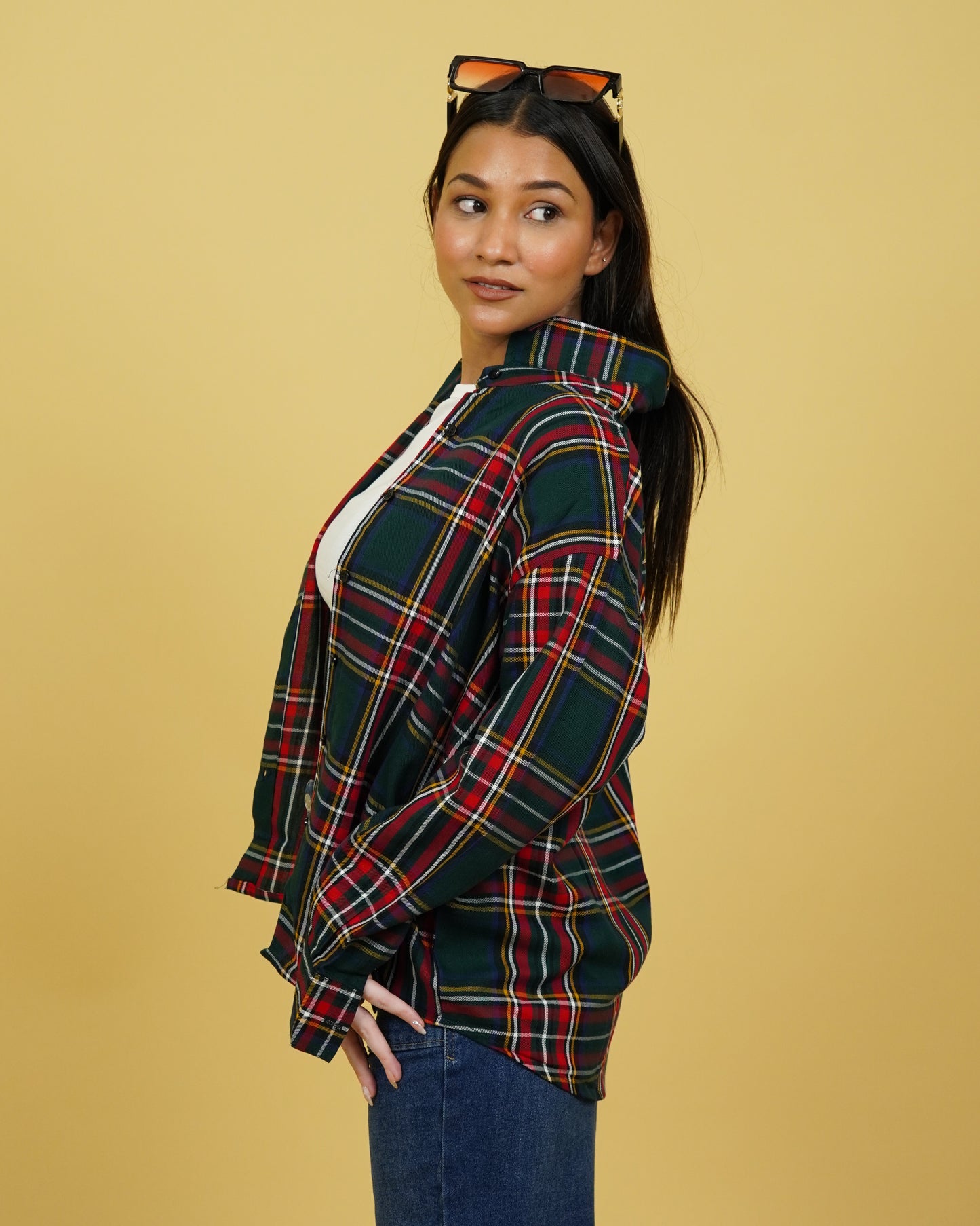 Womens Checked Shirt and Tank Top combo