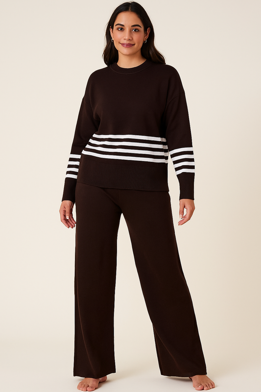 Women's Round Neck Brown Coordset