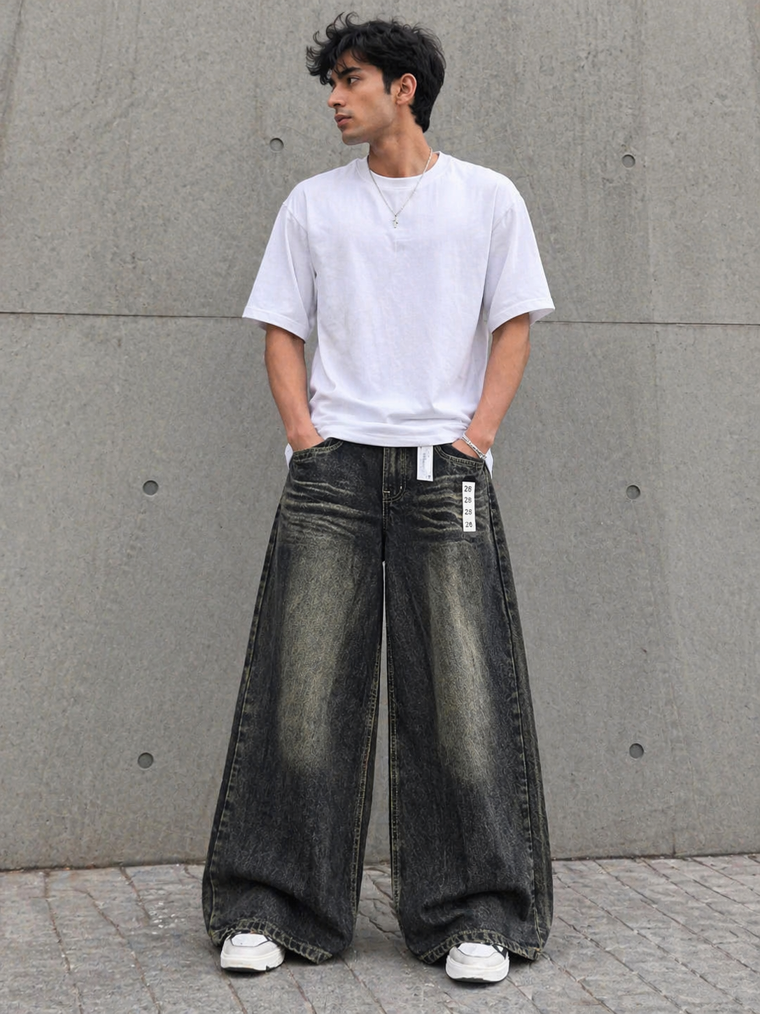 Men's Super Baggy Wide Leg Vintage Dusty Blue Jeans