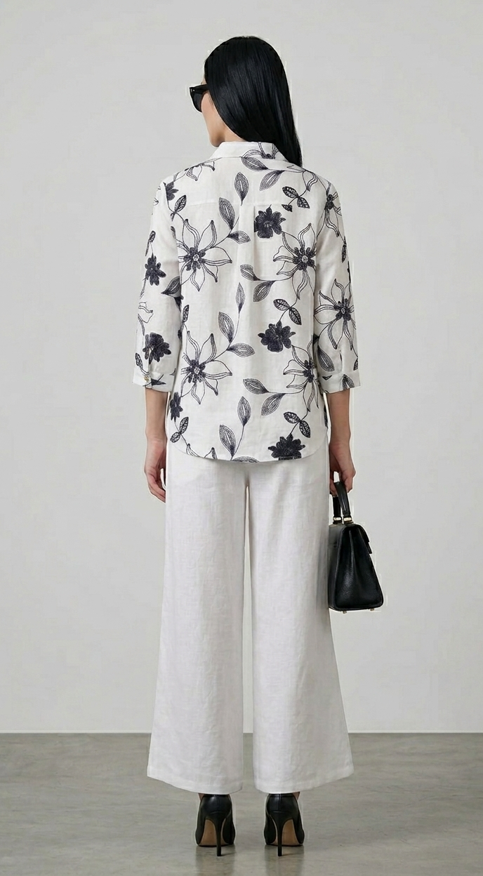 Women's White Floral Printed Free Size Co-ord Set