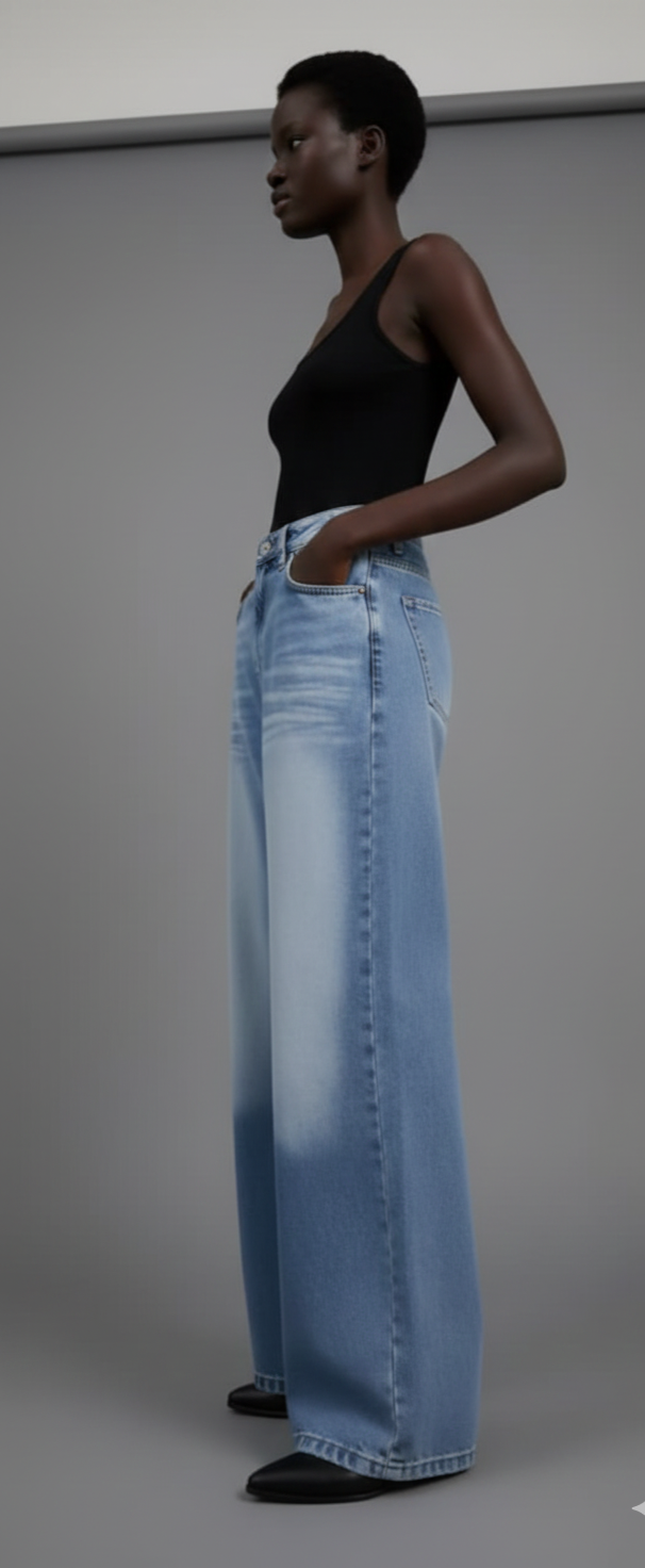 Women's Super Baggy Wide Leg Light Blue Jean
