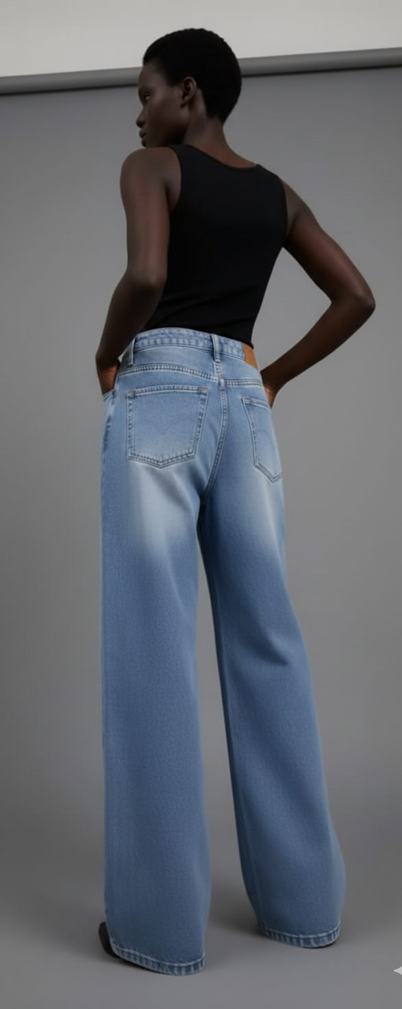 Women's Super Baggy Wide Leg Light Blue Jean