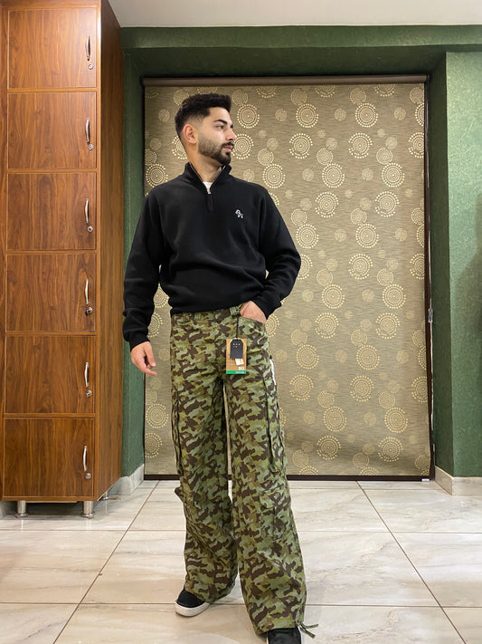 Oversized Tactical Camo Cargos with Adjustable Drawstring Hem