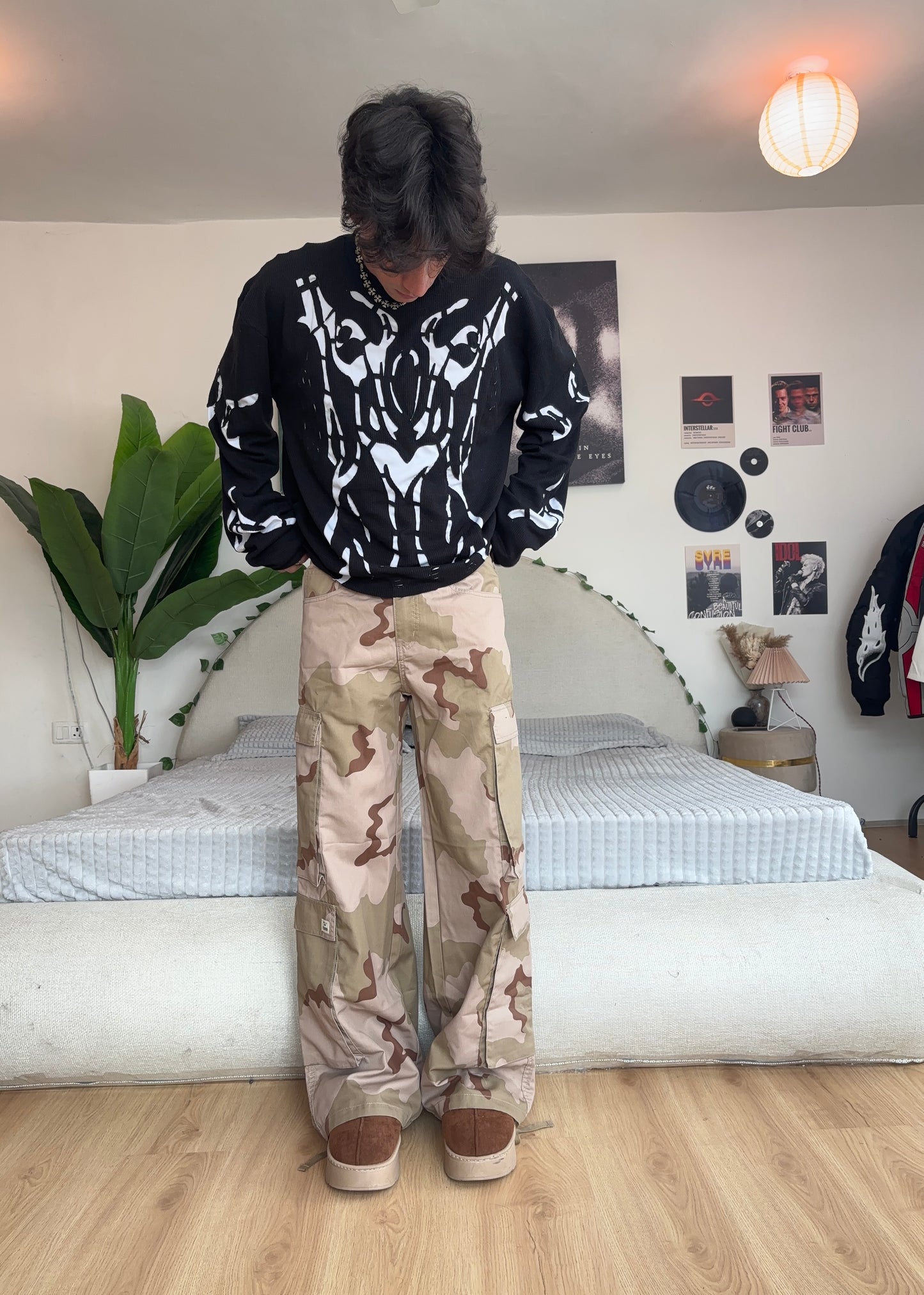 Oversized "Desert Storm" 6-Color Camo Wide-Leg Cargos