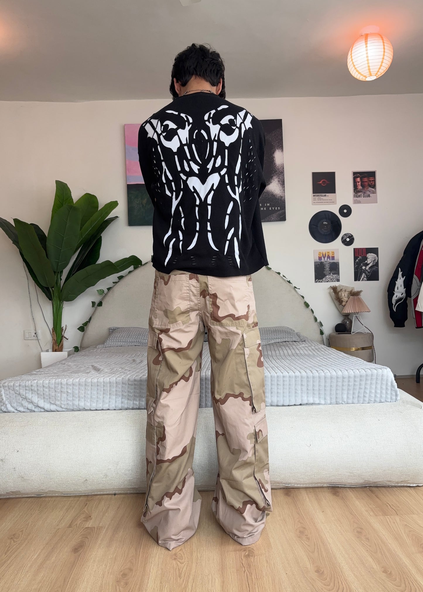 Oversized "Desert Storm" 6-Color Camo Wide-Leg Cargos