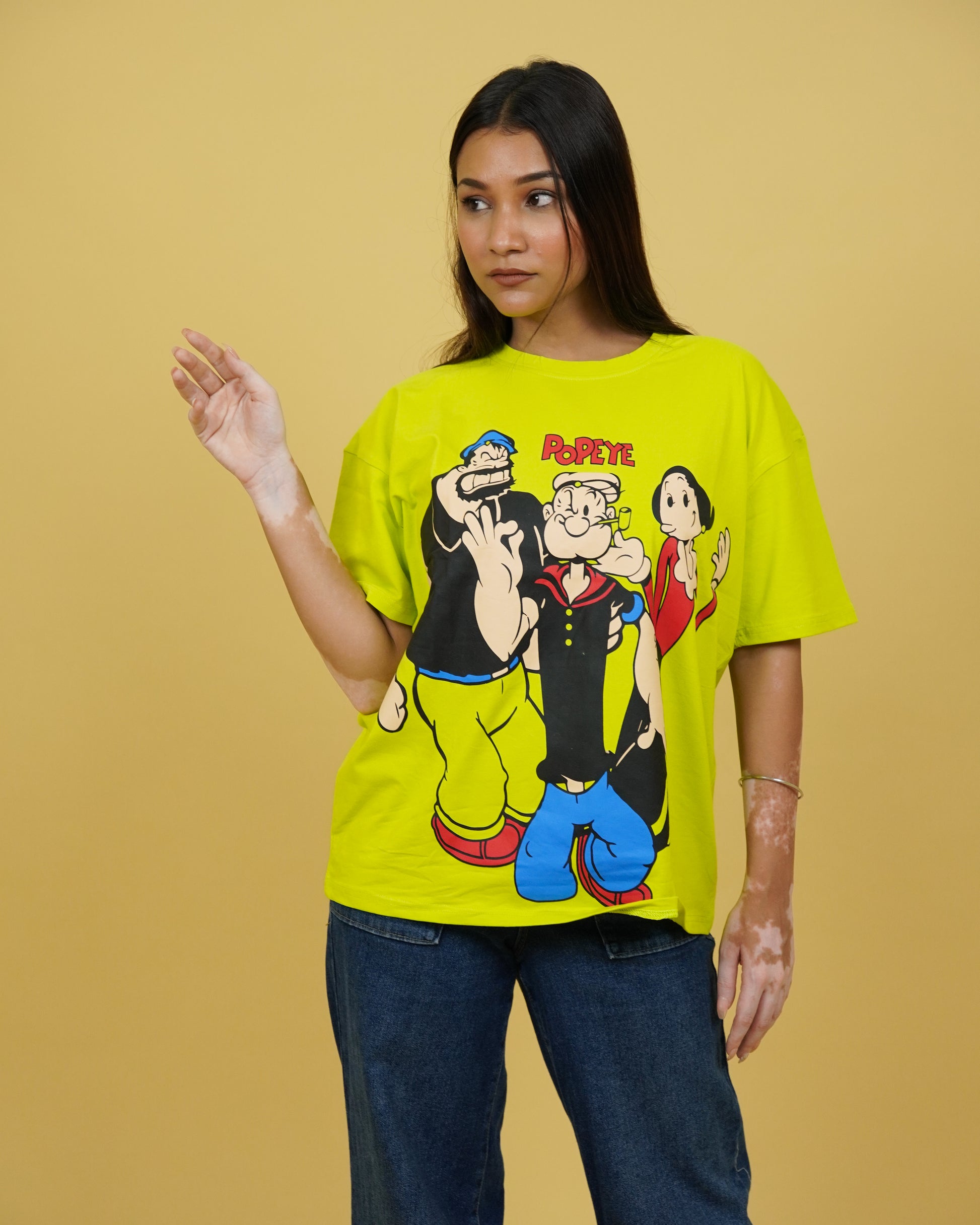 Womens Yellow Oversized T-Shirt Front View
