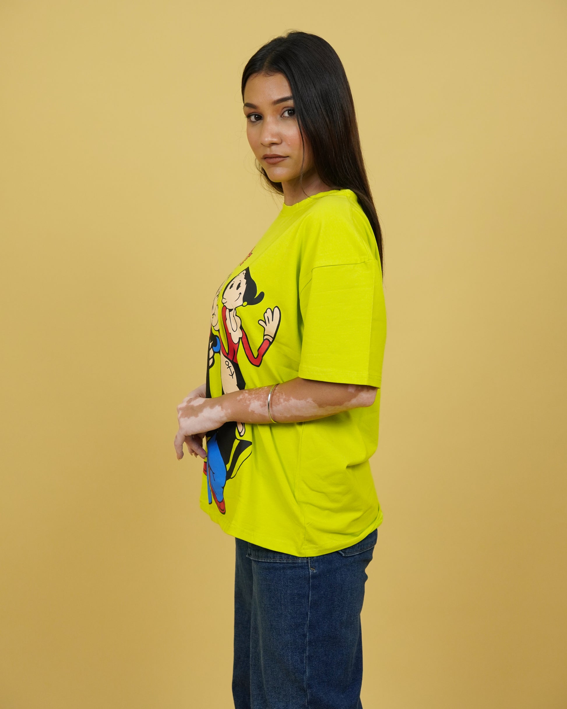 Womens Yellow Oversized T-Shirt Side View