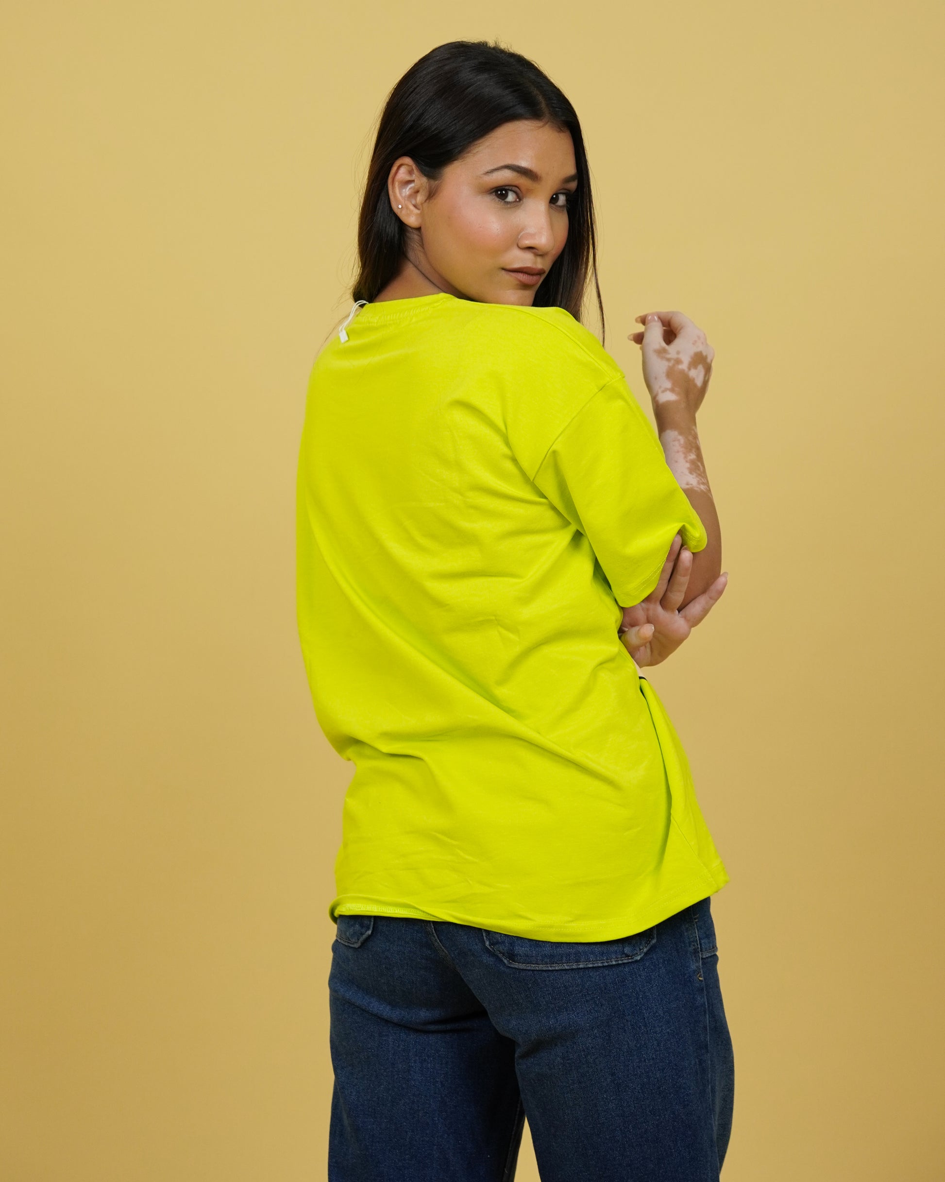 Womens Yellow Oversized T-Shirt Back View