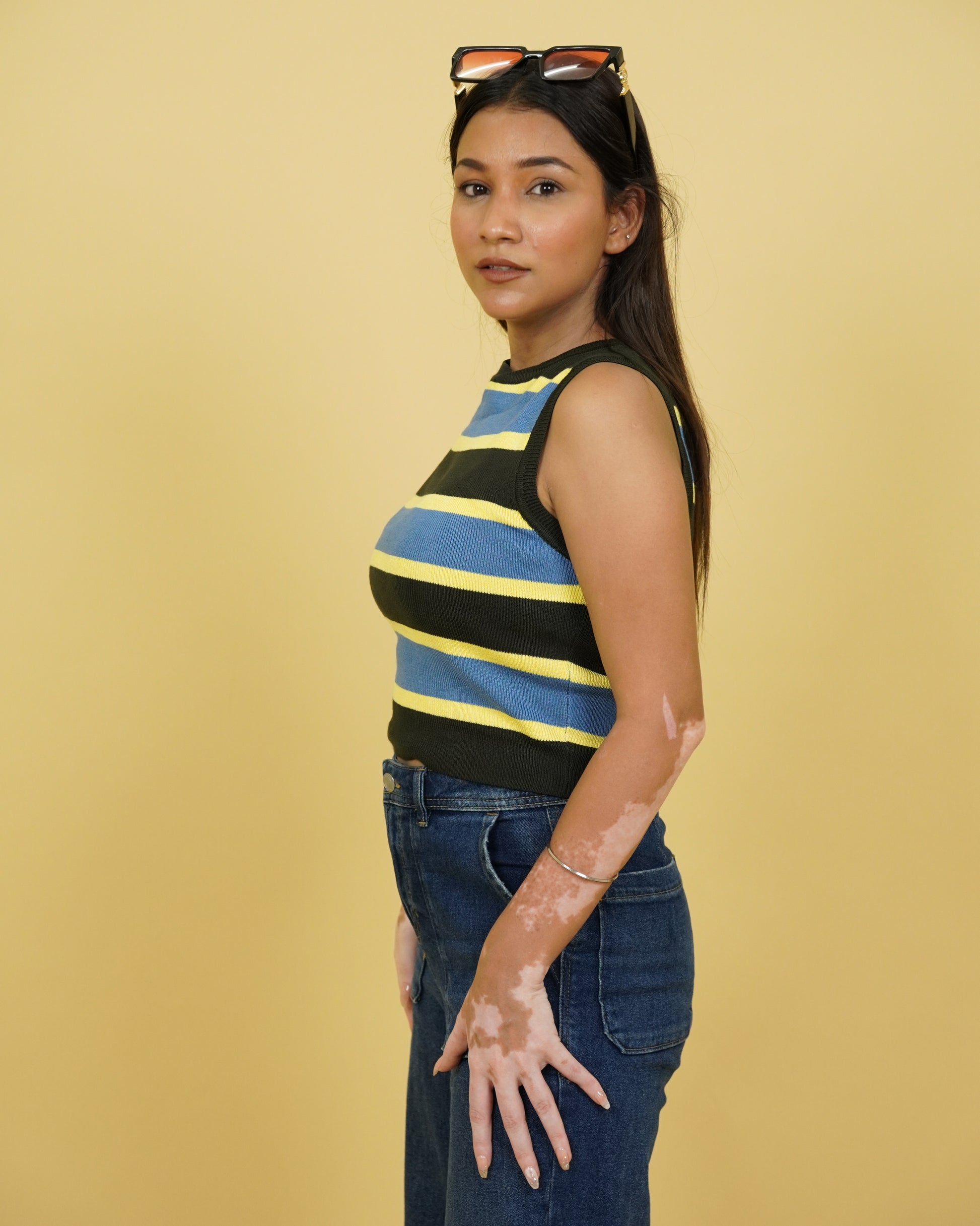 Women's MultiStrip Winter Tank Top Side View