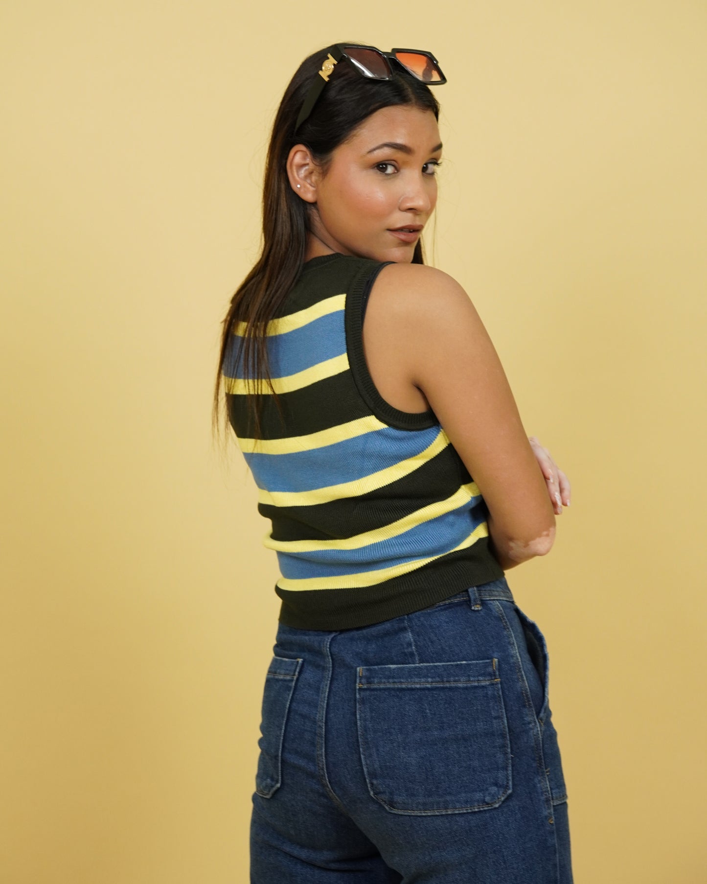 Women's MultiStrip Winter Tank Top Back View
