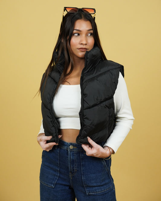 Women’s Black Sleeveless Puffer Jacket
