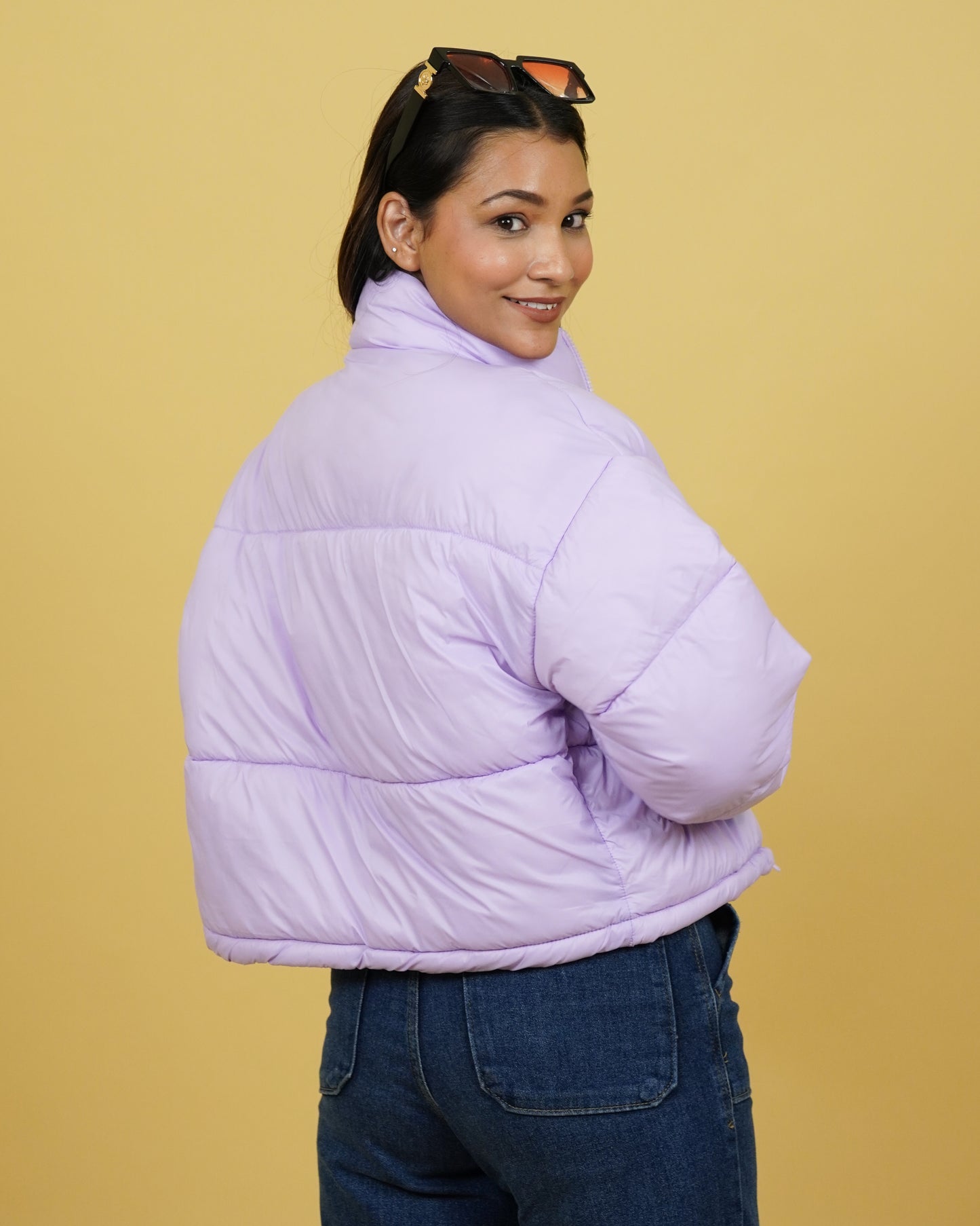 Women Purple Full Sleeve Puffer Jacket