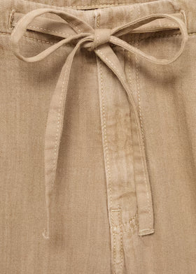 Malachi Women Beige Wide Leg Linen Trouser drowstring View